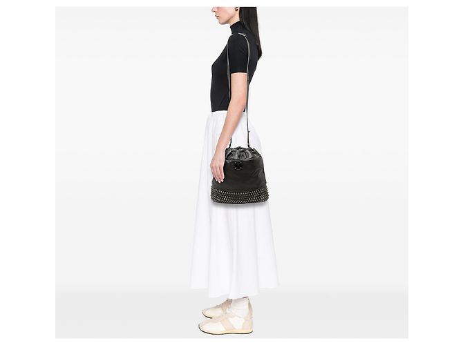 Borsa bucket in pelle nera con borchie MCM Nero - vista 7