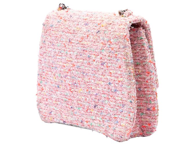 Chanel Pink CC Confetti Tweed Flap Rosa - vista 2