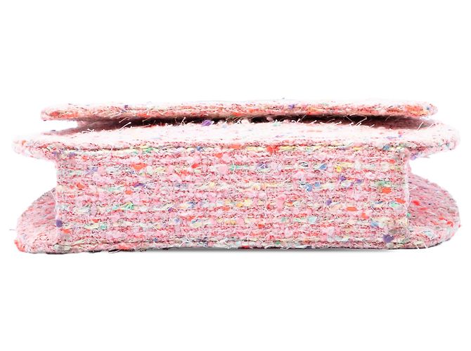 Chanel Pink CC Confetti Tweed Flap Rosa - vista 3