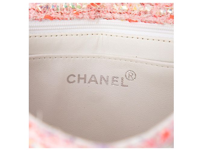 Chanel Pink CC Confetti Tweed Flap Rosa - vista 5