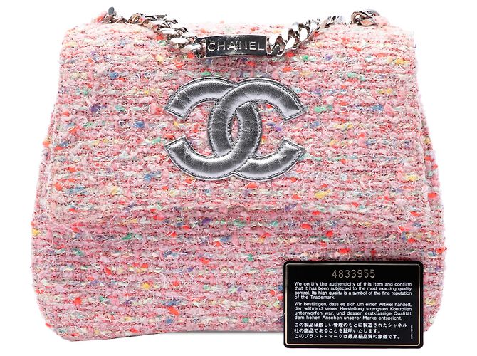 Chanel Pink CC Confetti Tweed Flap Rosa - vista 7