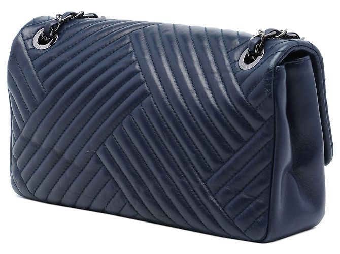 Chanel Blue Medium Lambskin CC Crossing Flap Blu scuro - vista 2