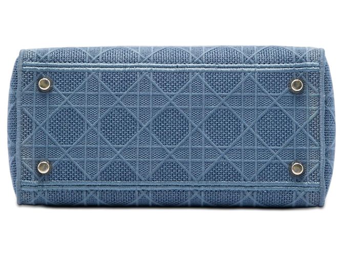 Dior Blue Medium Embroidered Canvas Cannage Lady D Lite - vista 3