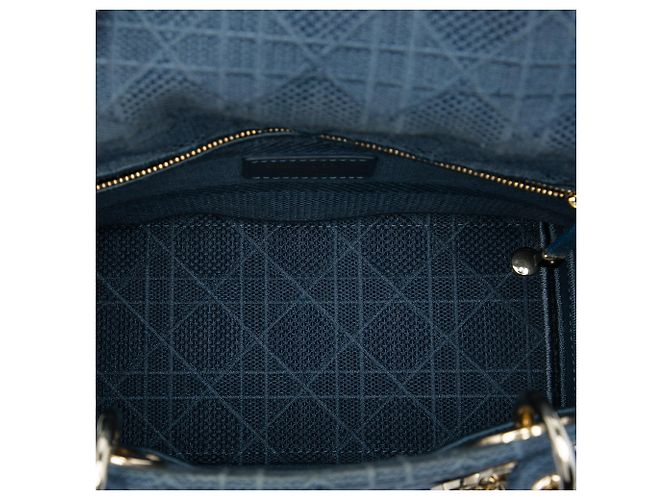 Dior Blue Medium Embroidered Canvas Cannage Lady D Lite - vista 4