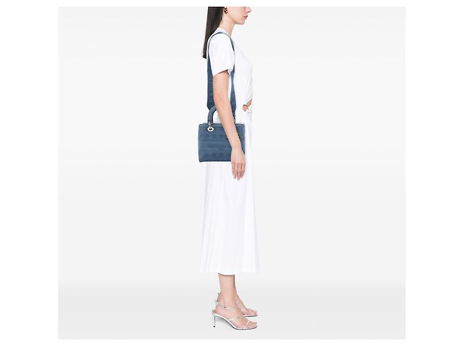 Dior Blue Medium Embroidered Canvas Cannage Lady D Lite - vista 5