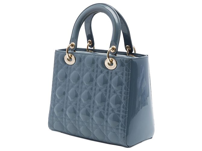 Lady Dior Cannage in blauem Lackleder Medium - Ansicht 2