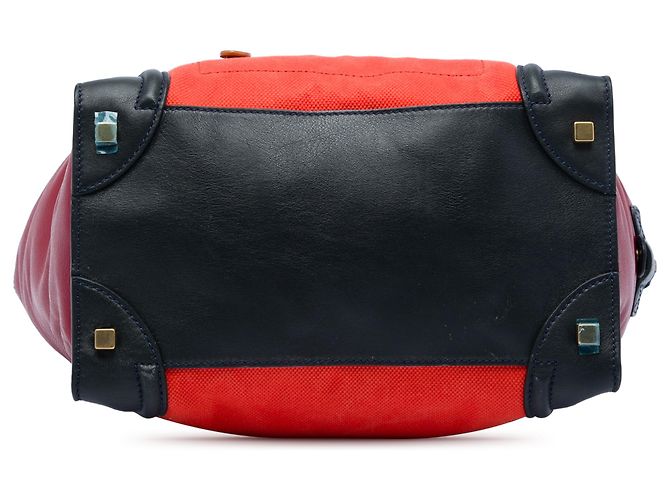 Céline Celine Tote Luggage in tela multicolore e pelle arancione mini - vista 3