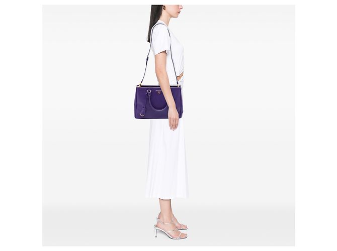 Borsa Prada Purple Medium Saffiano Lux Galleria Double Zip Porpora - vista 6