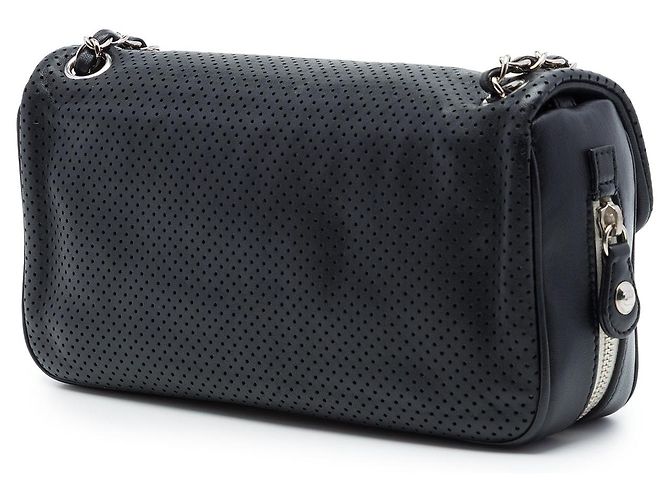 Chanel Black Perforated Lambskin Baseball Spirit Flap Nero - vista 2