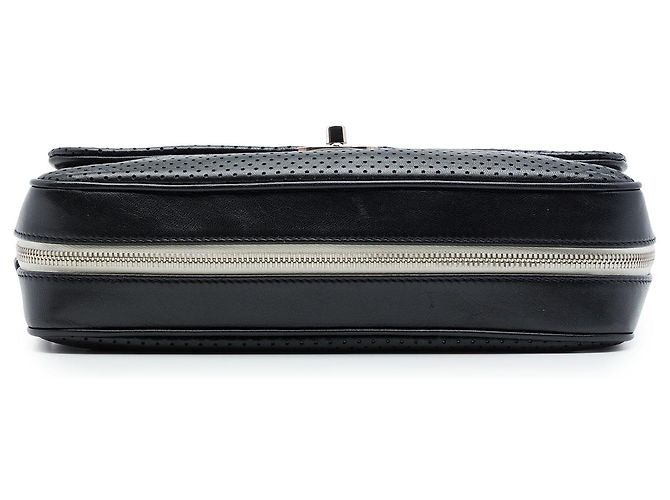 Chanel Black Perforated Lambskin Baseball Spirit Flap Nero - vista 3