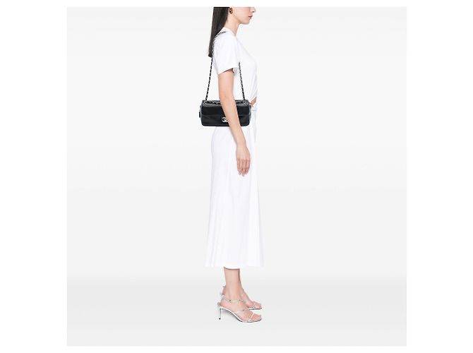 Chanel Black Perforated Lambskin Baseball Spirit Flap Nero - vista 6