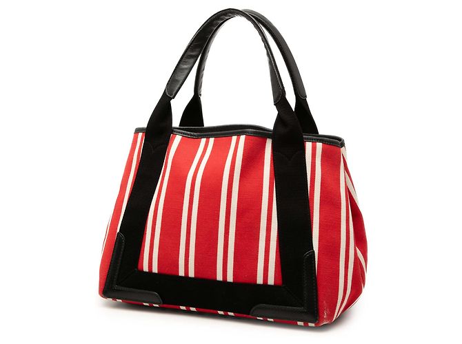 Balenciaga Canvas Gestreifter Cabas Rot Navy S - Ansicht 2