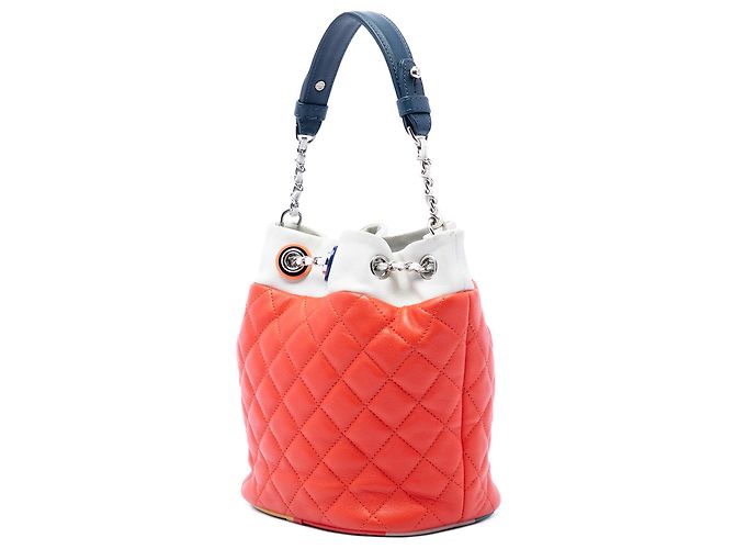 Chanel Bucket Bag Orange CC Multicolor gestepptes Lammleder Cuba Drawstring Rot - Ansicht 2