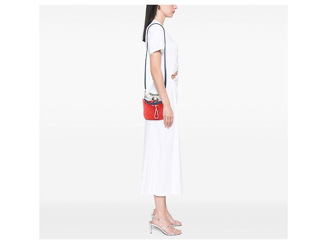 Chanel Bucket Bag Orange CC Multicolor gestepptes Lammleder Cuba Drawstring Rot - Ansicht 6
