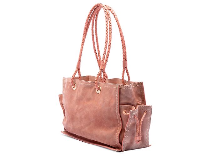 Shopper LOEWE Pink Suede Crown Logo Shopper Tote Rosa - vista 2