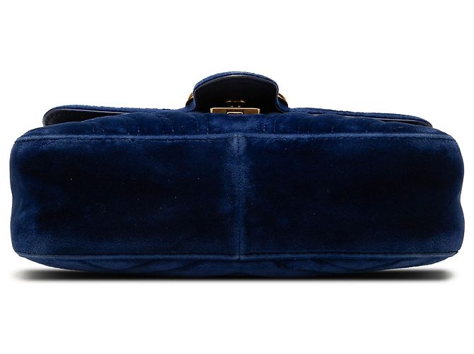 Borsa a tracolla Gucci Blue Small GG Marmont Matelasse Velvet - vista 3