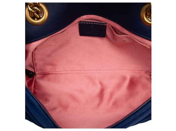 Borsa a tracolla Gucci Blue Small GG Marmont Matelasse Velvet - vista 4