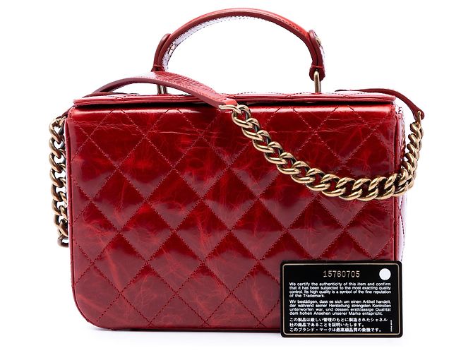 Vanity Case Chanel Red CC en cuir de veau glacé matelassé Rouge - vue 7