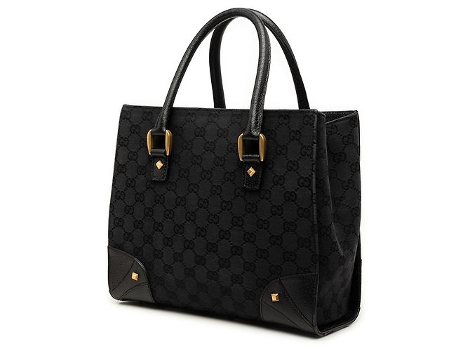 Borsa Gucci Black GG Canvas Nailhead Nero - vista 2