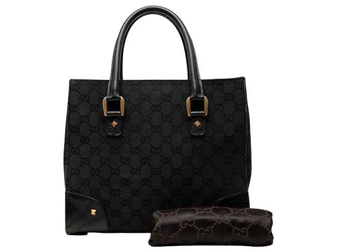 Borsa Gucci Black GG Canvas Nailhead Nero - vista 7