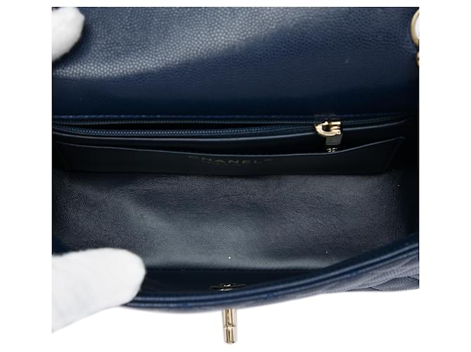 Chanel Blue Mini Rectangular Classic Caviar Single Flap Blau Marineblau - Ansicht 4
