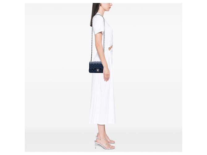 Chanel Blue Mini Rectangular Classic Caviar Single Flap Blau Marineblau - Ansicht 5