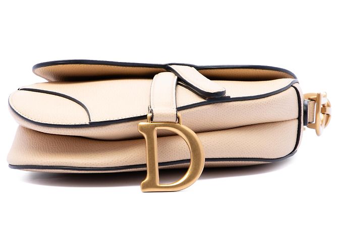 Borsa Saddle Dior beige in pelle di vitello granulata - vista 3
