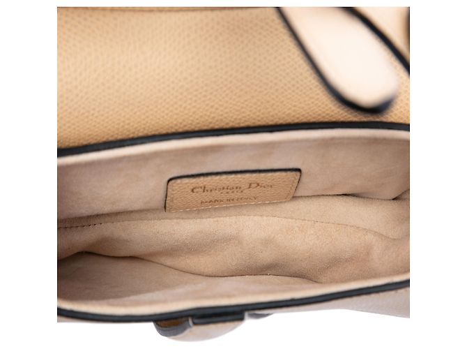 Borsa Saddle Dior beige in pelle di vitello granulata - vista 4