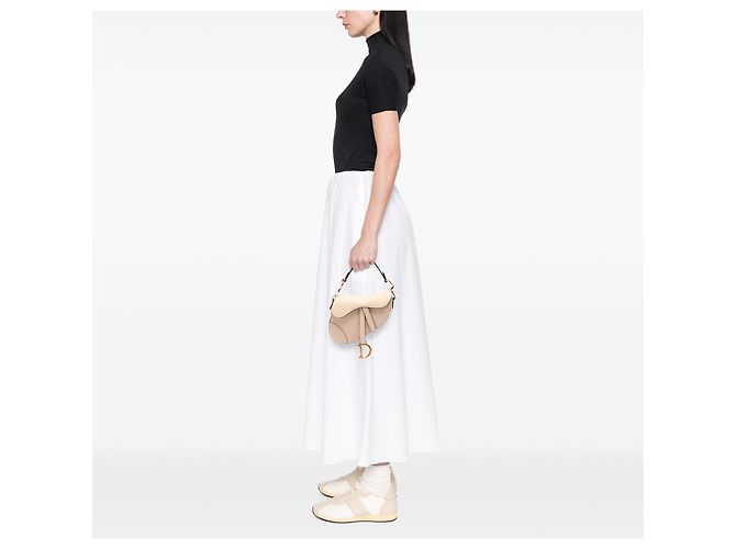 Borsa Saddle Dior beige in pelle di vitello granulata - vista 6
