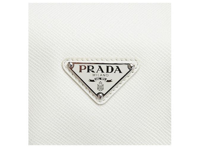 Sac à bandoulière convertible Triangle en cuir Saffiano blanc Prada Blanc cassé - vue 5