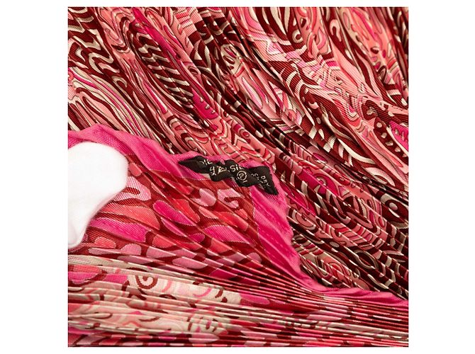 Pañuelo de seda plisada Hermès Rosa La Legende Du Poisson Corail - vista 5