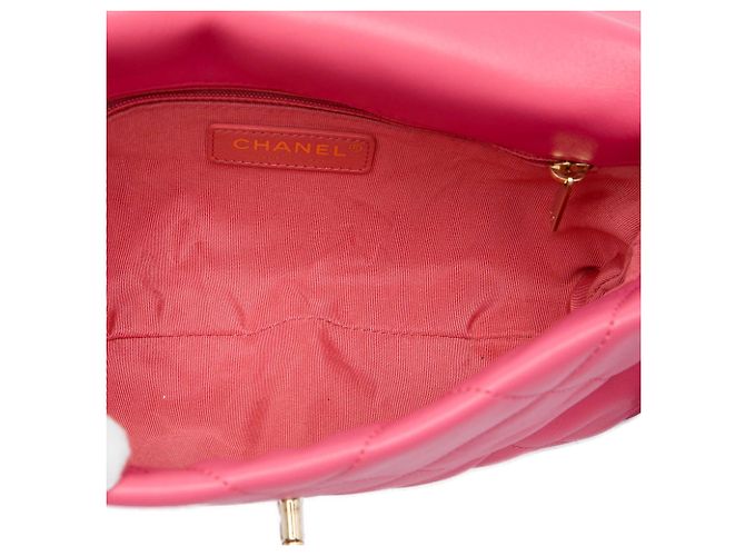 Chanel Pink Small Quilted Lambskin Logo Chain Strap Flap Rosa - vista 4