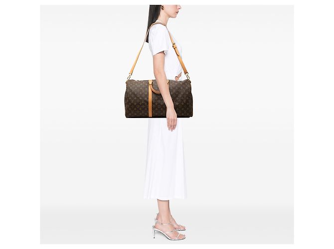 Louis Vuitton Marrone Monogram Keepall Bandouliere 50 - vista 6