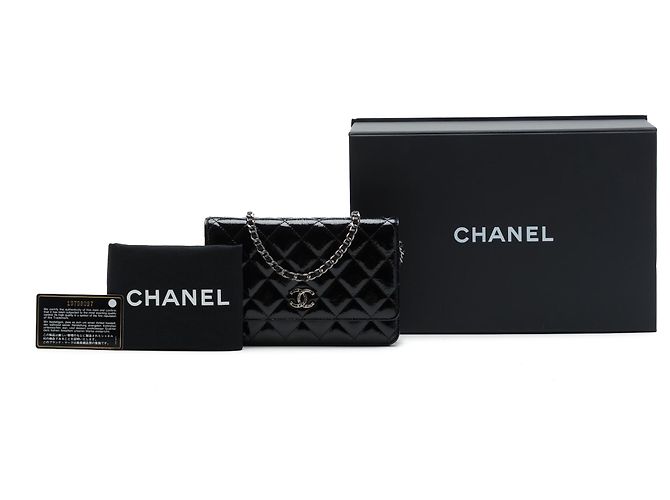 Chanel Black Paris Dallas CC gesteppte Lack-Ziegenleder Wallet on Chain Schwarz - Ansicht 7