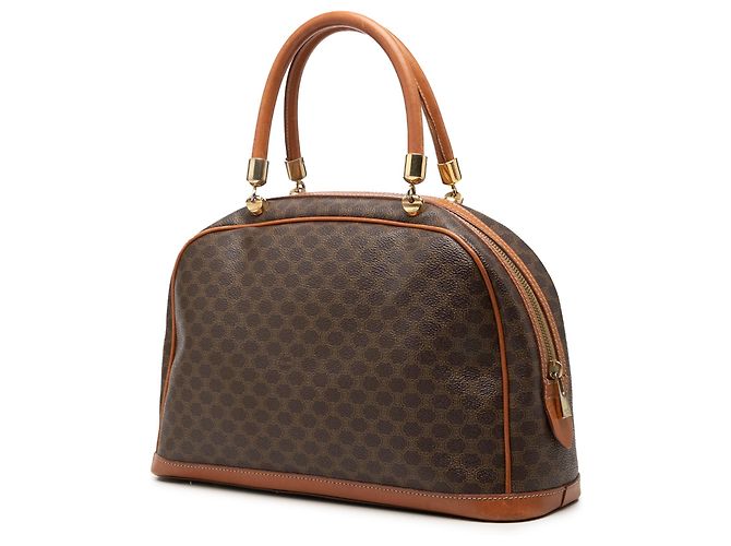 Céline Borsa Celine Brown Macadam Tela Cerata Dome Top Handle Marrone - vista 2