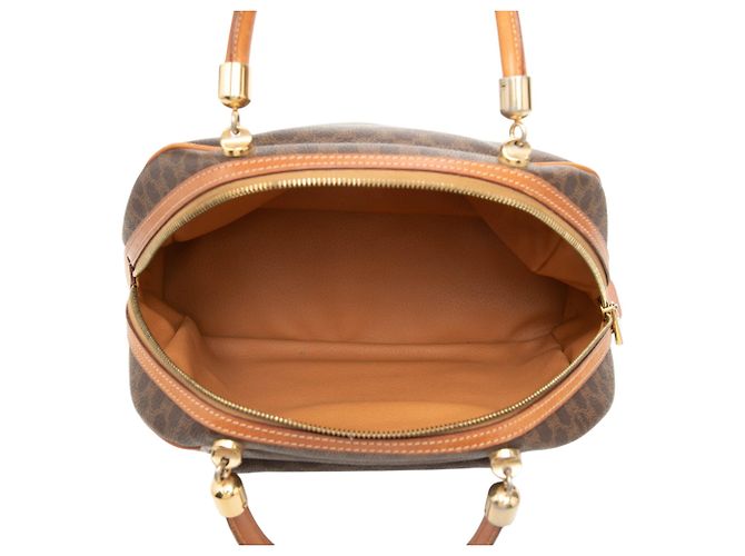 Céline Borsa Celine Brown Macadam Tela Cerata Dome Top Handle Marrone - vista 4