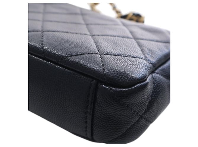Chanel Black CC Mini Square Matelassé Caviar Single Flap Nero - vista 10