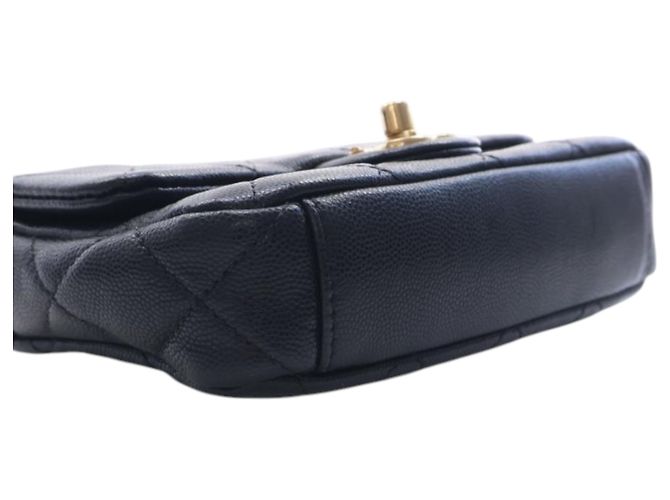 Chanel Black CC Mini Square Matelassé Caviar Single Flap Nero - vista 12