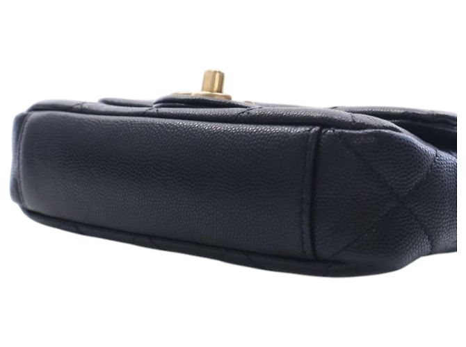 Chanel Black CC Mini Square Matelassé Caviar Single Flap Nero - vista 13