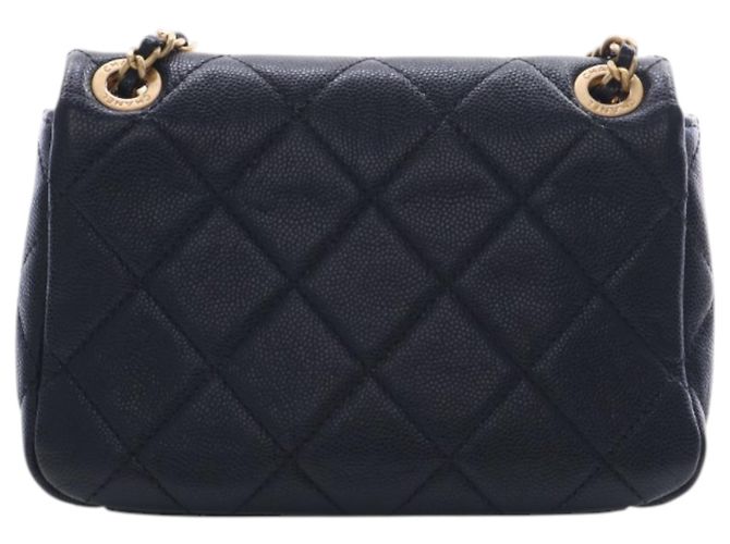 Chanel Black CC Mini Square Matelassé Caviar Single Flap Nero - vista 4