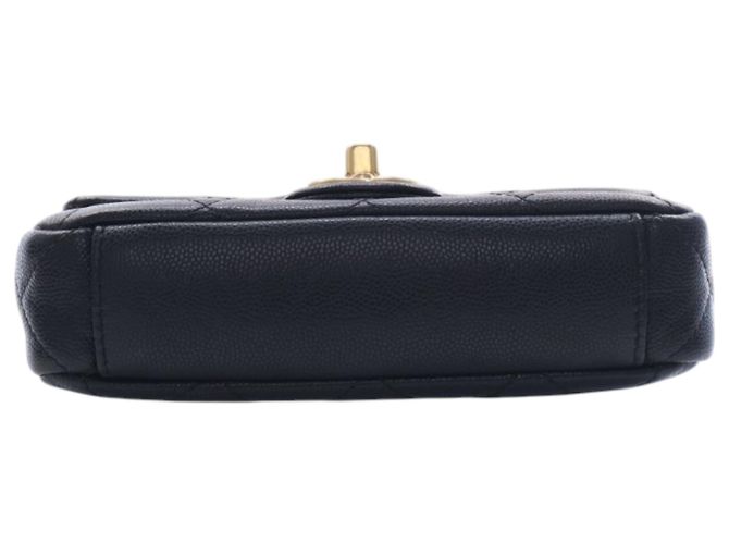 Chanel Black CC Mini Square Matelassé Caviar Single Flap Nero - vista 5
