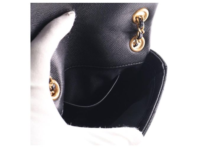 Chanel Black CC Mini Square Matelassé Caviar Single Flap Nero - vista 6