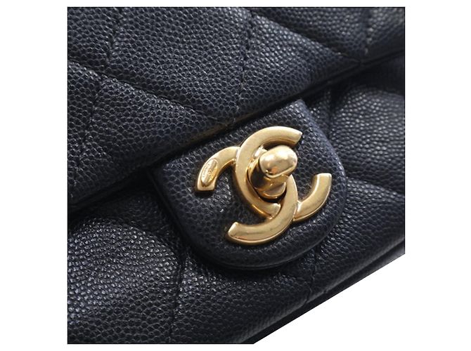 Chanel Black CC Mini Square Matelassé Caviar Single Flap Nero - vista 7