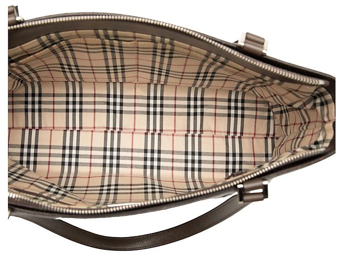 Tote in pelle marrone Burberry Marrone scuro - vista 4