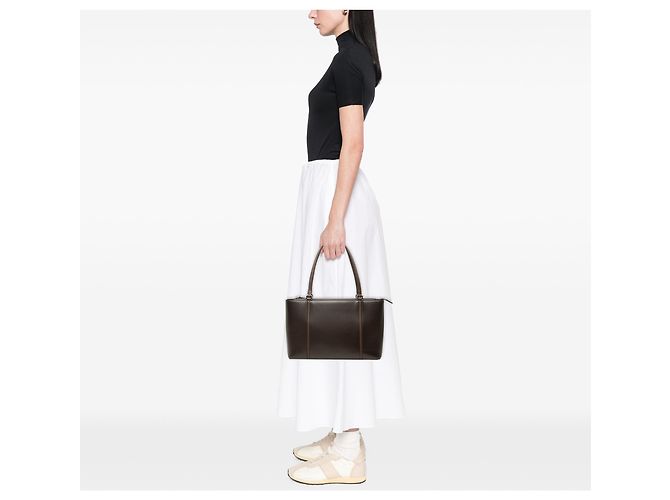 Tote in pelle marrone Burberry Marrone scuro - vista 6
