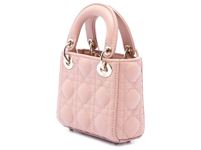 Lady Dior in micro agnello rosa cannage Dior - vista 2