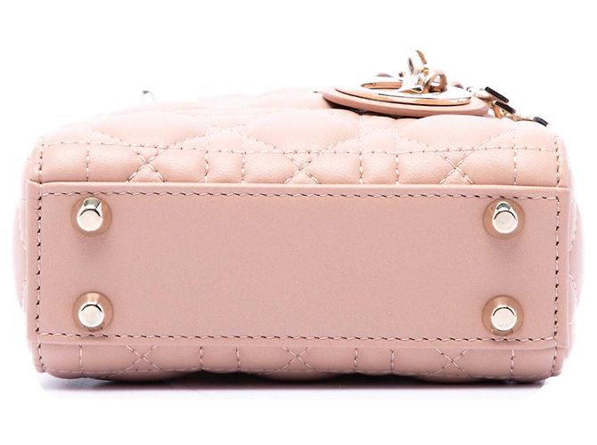 Lady Dior in micro agnello rosa cannage Dior - vista 3