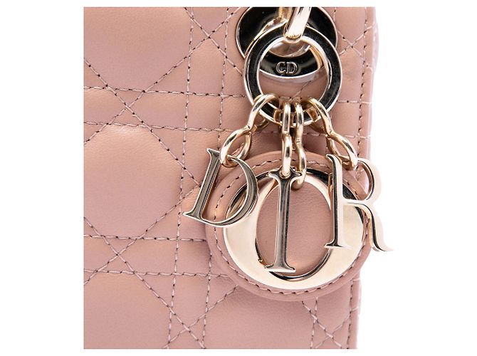 Lady Dior in micro agnello rosa cannage Dior - vista 5