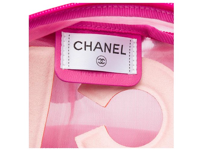 Mochila acolchoada Chanel rosa em mesh com logo - vista 5