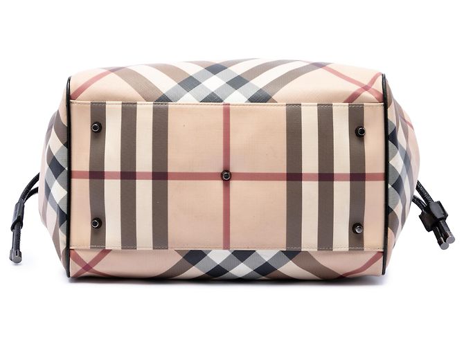 Burberry Beige Supernova Check Beschichtetes Canvas Bilmore Tote - vista 3